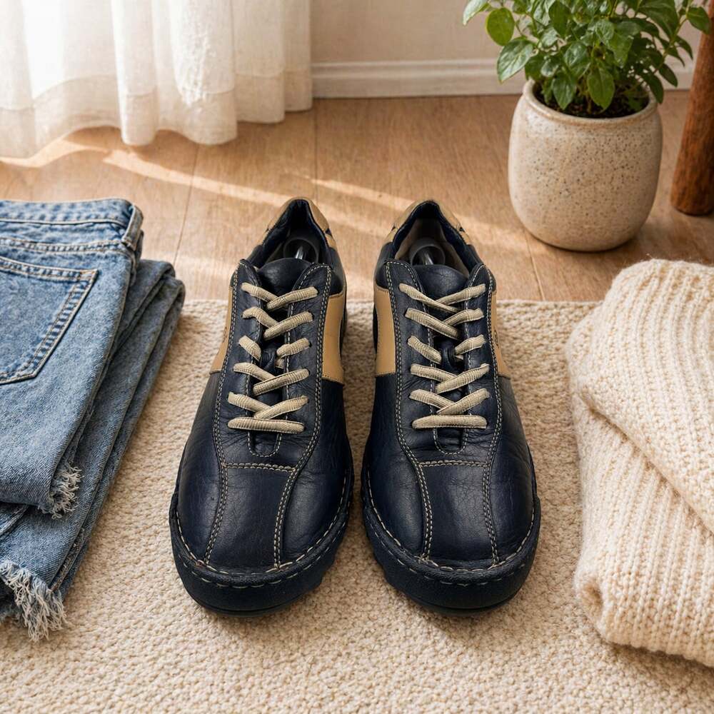 Born B3455 Men’s Leather Sneakers Black Tan Casual Comfort Shoes Size 13